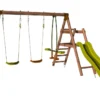 Portique Bois Avec Toboggan + 2 Balançoires + 1 Face-à-face – Figue -Jardelix Soldes Magasin portique figue toboggan 2 balancoire 1