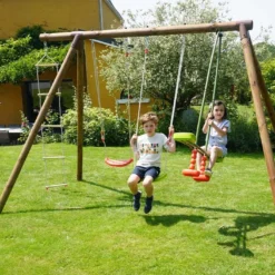 Portique En Bois 2 Balançoires 1 échelle 1 Face-à-face - Gabin 6 Portique En Bois 2 Balançoires 1 échelle 1 Face-à-face - Gabin -Jardelix Soldes Magasin portique gabin balancoires echelle face a face 2