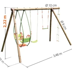 Portique Bois 1 Balançoire 1 échelle 1 Trapèze 1 Balancelle - Juliette -Jardelix Soldes Magasin portique juliette dimensions 1