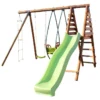 Portique En Bois Pour 5 Enfants Toboggan + 3 Agrès – Lavande -Jardelix Soldes Magasin portique lavande toboggan 3 agre s balancelle 1