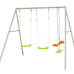 Portique Balançoire Métal Axion 2,20m Louise -Jardelix Soldes Magasin portique metal enfant axion 2 balancoires face a face louise