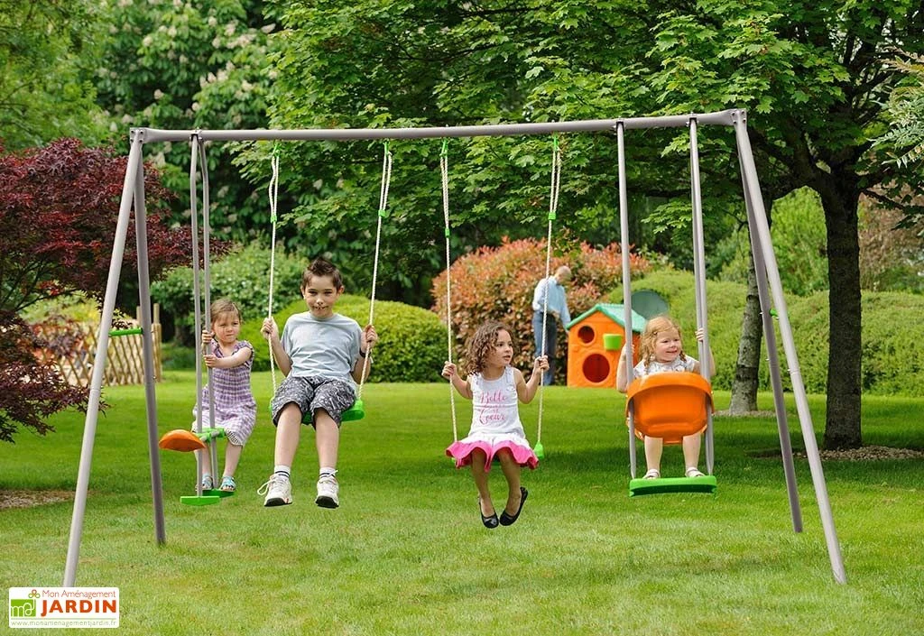 Portique Balançoire Métal Axion 2,20m Jade 3 Portique Balançoire Métal Axion 2,20m Jade