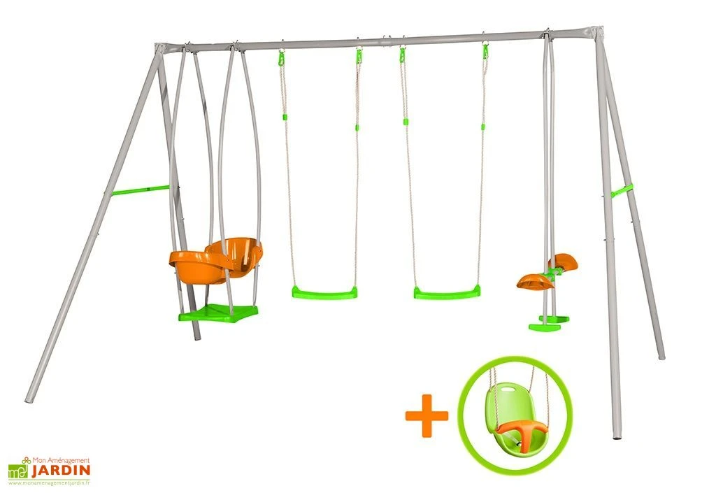 Portique Balançoire Métal Axion 2,20m Luca + Siège Bébé 4 Portique Balançoire Métal Axion 2,20m Luca + Siège Bébé – Image 2