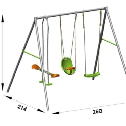 Portique Balançoire Métal Axion 2,20m Paul + Siège Bébé 7 Portique Balançoire Métal Axion 2,20m Paul + Siège Bébé -Jardelix Soldes Magasin portique metal enfant axion balancoire bebe face a face paul