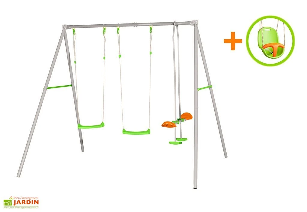 Portique Balançoire Métal Axion 2,20m Paul + Siège Bébé 4 Portique Balançoire Métal Axion 2,20m Paul + Siège Bébé – Image 2