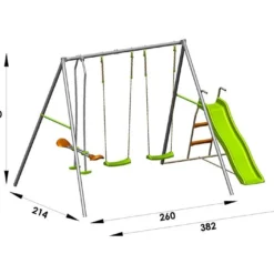 Portique Balançoire Toboggan Métal Axion 2,20m Raphaël -Jardelix Soldes Magasin portique metal enfant axion balancoire face a face toboggan raphael 2