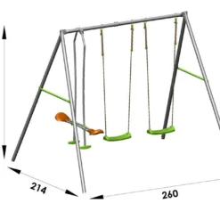 Portique Balançoire Métal Axion 2,20m Louise -Jardelix Soldes Magasin portique metal enfant axion balancoires face a face louise