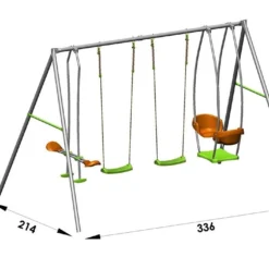 Portique Balançoire Métal Axion 2,20m Jade 9 Portique Balançoire Métal Axion 2,20m Jade -Jardelix Soldes Magasin portique metal enfant axion balancoires face a face nacelle jade