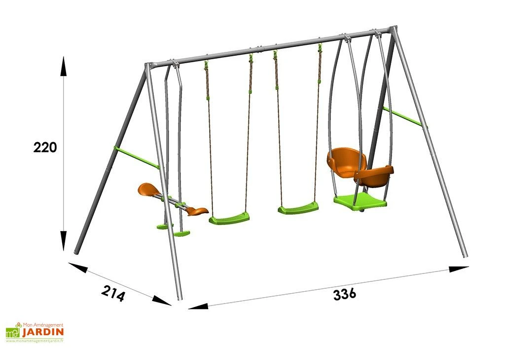 Portique Balançoire Métal Axion 2,20m Jade 6 Portique Balançoire Métal Axion 2,20m Jade – Image 4