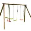 Portique Pour Enfants En Bois 2 Balançoires + 1 Vis-à-vis – Pacco