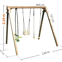 Portique En Bois 1 Balançoire 1 Face-à-face 1 Siège Bébé – Pierre -Jardelix Soldes Magasin portique pierre soulet dimensions1