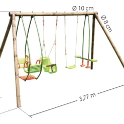 Portique En Bois Pour 6 Enfants Avec 4 Agrès - Suzanne -Jardelix Soldes Magasin portique suzanne dimensions