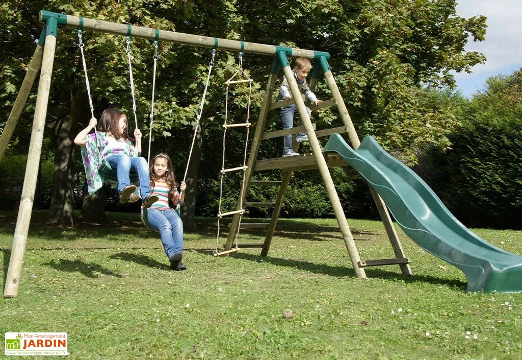 Portique Toboggan Et Balançoires En Bois Navajos 2,30 M 6 Portique Toboggan Et Balançoires En Bois Navajos 2,30 M – Image 4