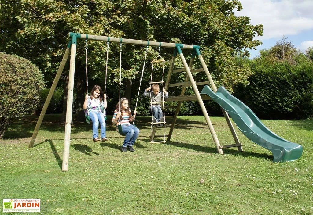 Portique Toboggan Et Balançoires En Bois Navajos 2,30 M 7 Portique Toboggan Et Balançoires En Bois Navajos 2,30 M – Image 5
