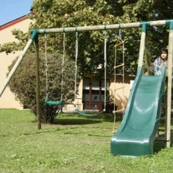 Portique Toboggan Et Balançoires En Bois Navajos 2,30 M 10 Portique Toboggan Et Balançoires En Bois Navajos 2,30 M -Jardelix Soldes Magasin portique toboggan bois balancoires navajos