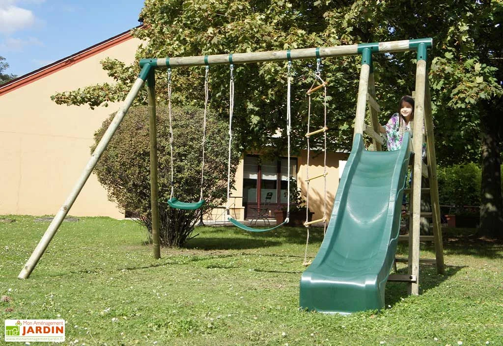 Portique Toboggan Et Balançoires En Bois Navajos 2,30 M 5 Portique Toboggan Et Balançoires En Bois Navajos 2,30 M – Image 3