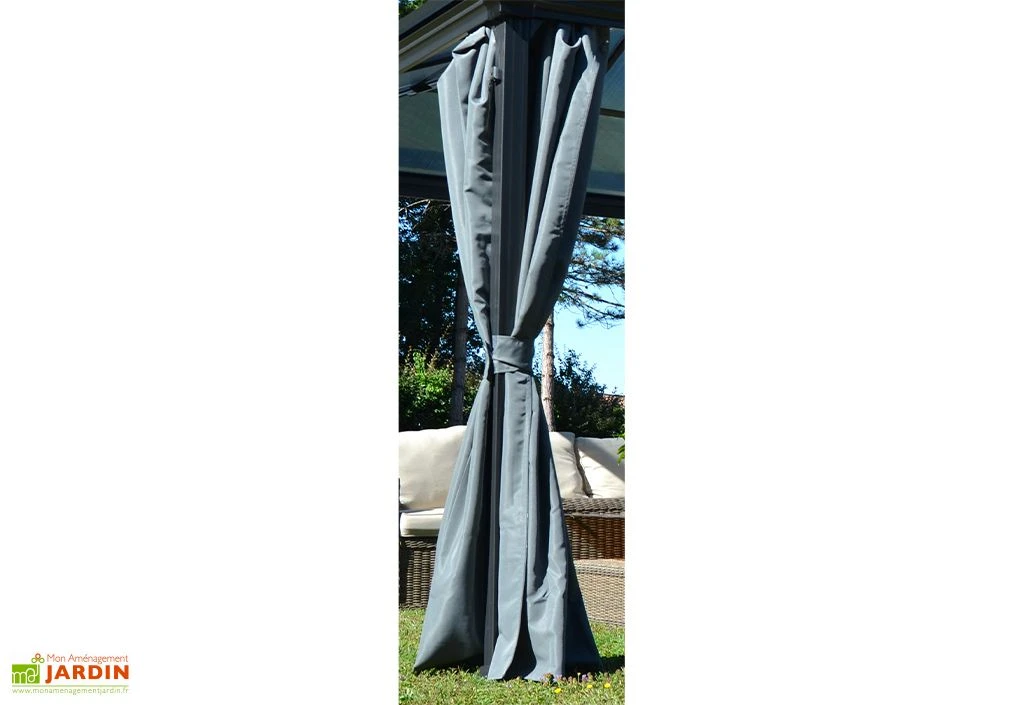 Rideaux En Polyester Gris Pour Pergola Bioclimatique Gaïa – Set De 4 4 Rideaux En Polyester Gris Pour Pergola Bioclimatique Gaïa – Set De 4 – Image 2