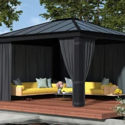 Rideaux En Polyester Pour Pergola Dallas Palram – Lot De 4 -Jardelix Soldes Magasin rideaux pergola dallas palram 8