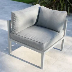 Salon De Jardin 6 Places En Aluminium - Beaubourg -Jardelix Soldes Magasin salon angle terrasse beaubourg blanc