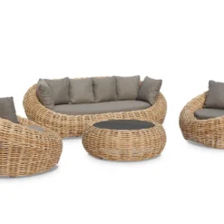 Salon De Jardin 5 Places En Aluminium Et Résine Tressée Moorea -Jardelix Soldes Magasin salon de jardin 5 places en aluminium et resine tressee moorea 2