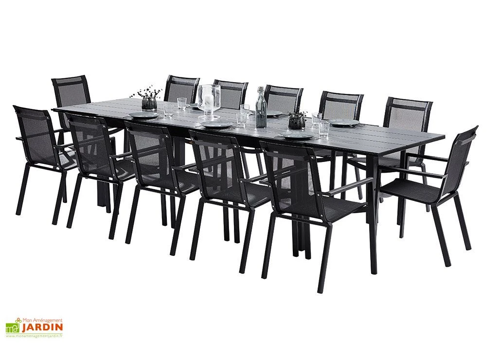 Salon De Jardin HPL Star : Table Extensible Alu + 12 Fauteuils 4 Salon De Jardin HPL Star : Table Extensible Alu + 12 Fauteuils – Image 2