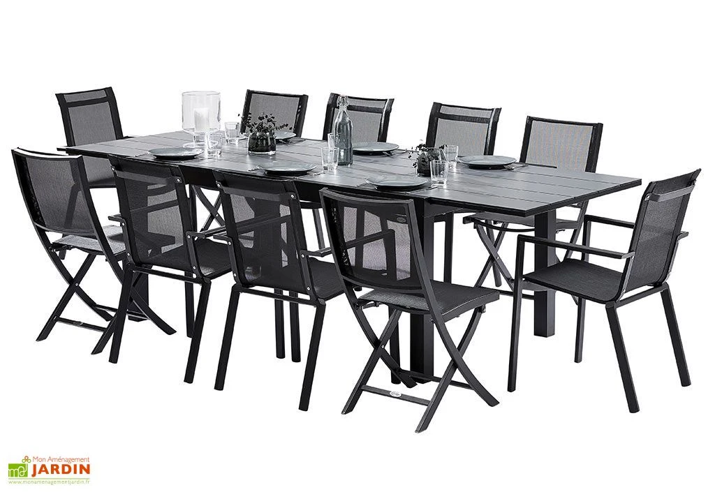 Salon De Jardin HPL Star : Table Extensible + 6 Fauteuils + 4 Chaises 4 Salon De Jardin HPL Star : Table Extensible + 6 Fauteuils + 4 Chaises – Image 2