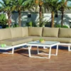 Hevea Salon De Jardin Bas En Aluminium Blanc Loira - 5 Places -Jardelix Soldes Magasin salon de jardin aluminium blanc