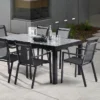 Salon De Jardin HPL Star Noir : Table Extensible Alu + 6 Fauteuils -Jardelix Soldes Magasin salon de jardin aluminium hpl 6 10 personnes noir
