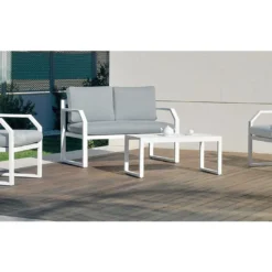 Hevea Salon De Jardin En Aluminium Blanc Genova – 4 Places
