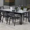 Salon De Jardin HPL Star : Table Extensible Alu + 8 Fauteuils -Jardelix Soldes Magasin salon de jardin hpl aluminium 12 personnes noir