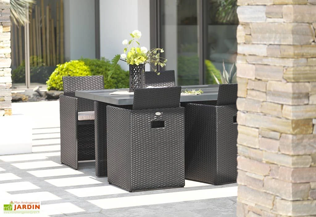 Salon De Jardin Encastrable : 1 Table + 4 Fauteuils 6 Salon De Jardin Encastrable : 1 Table + 4 Fauteuils – Image 4