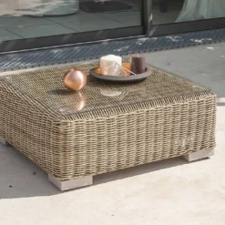 Salon De Jardin Résine Tressée Beige Montmartre - 7 Pièces -Jardelix Soldes Magasin salon de jardin re sine tresse e beige montmartre 7 pie ces