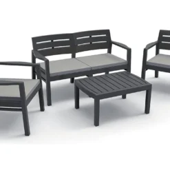 Salon De Jardin Java : 1 Sofa 2 Pl + 2 Fts + 1 Table