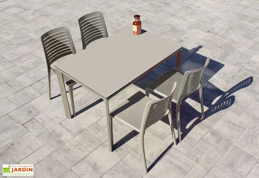 Salon De Jardin : 1 Table Aluminium 120 X 80 Cm + 4 Chaises – Park 5 Salon De Jardin : 1 Table Aluminium 120 X 80 Cm + 4 Chaises – Park – Image 3