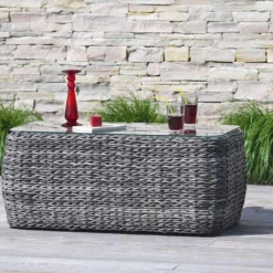 Salon De Jardin Bahamas : 1 Banquette + 2 Fts + 1 Table + 1 Desserte 9 Salon De Jardin Bahamas : 1 Banquette + 2 Fts + 1 Table + 1 Desserte -Jardelix Soldes Magasin salon de jardin table basse aluminium resine tressee