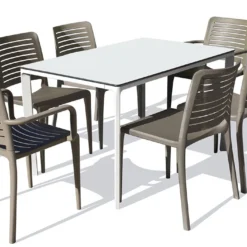 Salon De Jardin : 1 Table 160 X 90 Cm + 4 Chaises + 2 Fauteuils – Park -Jardelix Soldes Magasin salon de jardon table 6 chaises 2