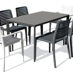 Salon De Jardin : 1 Table 160 X 90 Cm + 4 Chaises + 2 Fauteuils – Park -Jardelix Soldes Magasin salon de jardon table 6 chaises 6