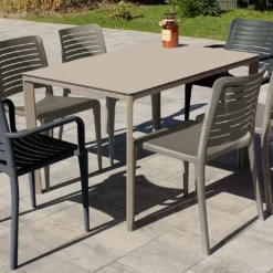 Salon De Jardin : 1 Table 160 X 90 Cm + 4 Chaises + 2 Fauteuils – Park -Jardelix Soldes Magasin salon de jardon table 6 chaises 9