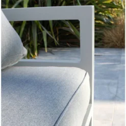 Salon De Jardin 6 Places En Aluminium - Beaubourg -Jardelix Soldes Magasin salon detail accoudoir terrasse beaubourg blanc