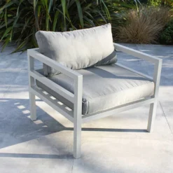 Salon De Jardin 6 Places En Aluminium - Beaubourg -Jardelix Soldes Magasin salon fauteuil terrasse beaubourg blanc
