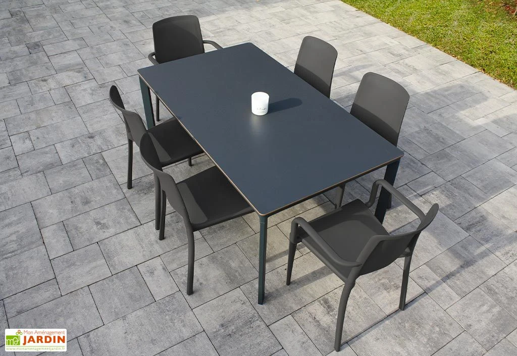 Salon De Jardin : 1 Table Aluminium 160 X 90 Cm + 4 Chaises + 2 Fauteuils – Hall 4 Salon De Jardin : 1 Table Aluminium 160 X 90 Cm + 4 Chaises + 2 Fauteuils – Hall – Image 2