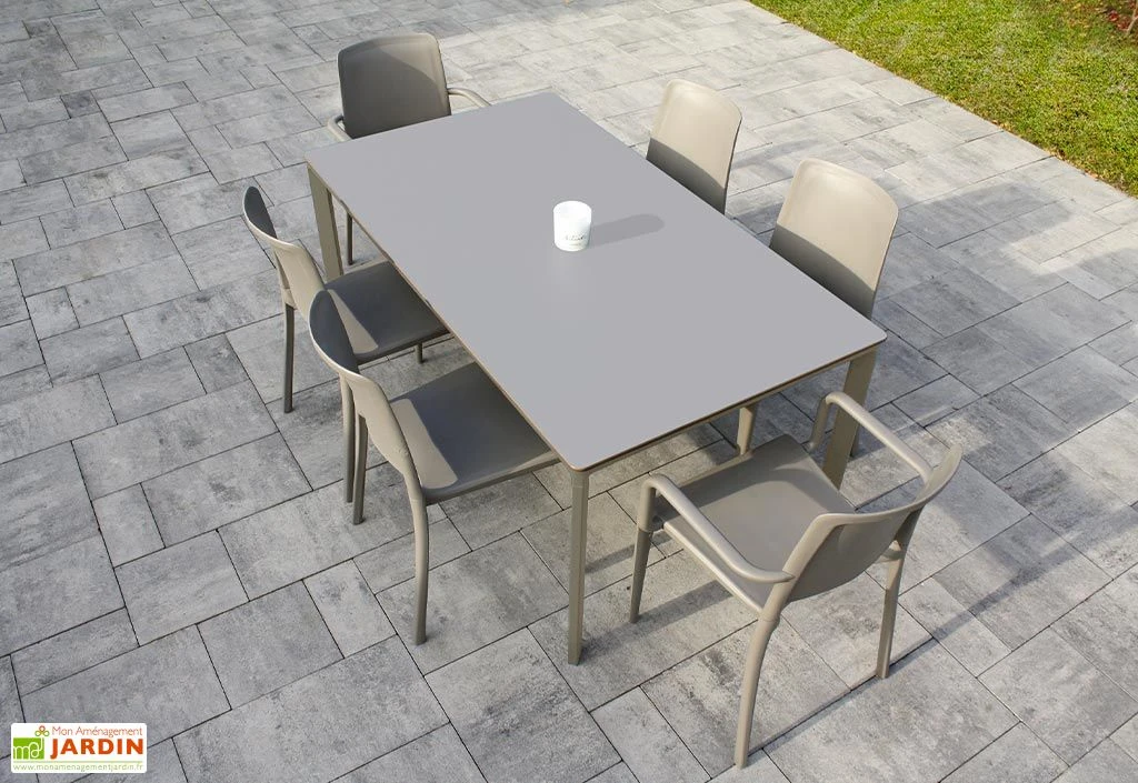 Salon De Jardin : 1 Table Aluminium 160 X 90 Cm + 4 Chaises + 2 Fauteuils – Hall 5 Salon De Jardin : 1 Table Aluminium 160 X 90 Cm + 4 Chaises + 2 Fauteuils – Hall – Image 3