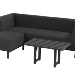 Salon De Jardin 3 Places En Aluminium Et Tissu Dion Set