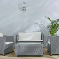 Salon De Jardin 4 Places En Aluminium Et Résine Tressée - Belem -Jardelix Soldes Magasin salon jardin 4 places resine tressee belem gris