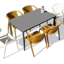 Salon De Jardin : 1 Table Aluminium 160 X 90 Cm + 6 Fauteuils – Fado -Jardelix Soldes Magasin salon jardin 6 personnes aluminium gris anthracite 1