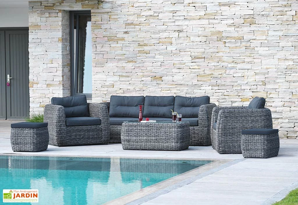 Salon De Jardin 7 Places Aluminium Et Résine Tressée Bahamas 4 Salon De Jardin 7 Places Aluminium Et Résine Tressée Bahamas – Image 2