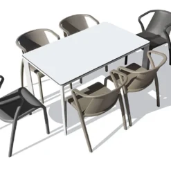 Salon De Jardin : 1 Table Aluminium 160 X 90 Cm + 6 Fauteuils – Fado -Jardelix Soldes Magasin salon jardin 8 places aluminium blanc