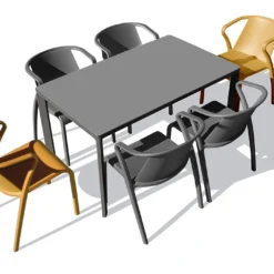 Salon De Jardin : 1 Table Aluminium 160 X 90 Cm + 6 Fauteuils – Fado -Jardelix Soldes Magasin salon jardin 8 places aluminium gris anthracite