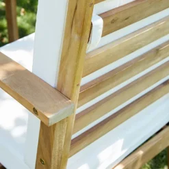 Salon De Jardin 6 Places Acacia – 1 Canapé, 1 Table Basse 2 Fauteuils -Jardelix Soldes Magasin salon jardin acacia blanc 2