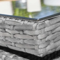 Salon De Jardin En Résine Tressée Encastrable Gris : 1 Table + 4 Fts -Jardelix Soldes Magasin salon jardin acier resine tressee grise 4places encastrable 2